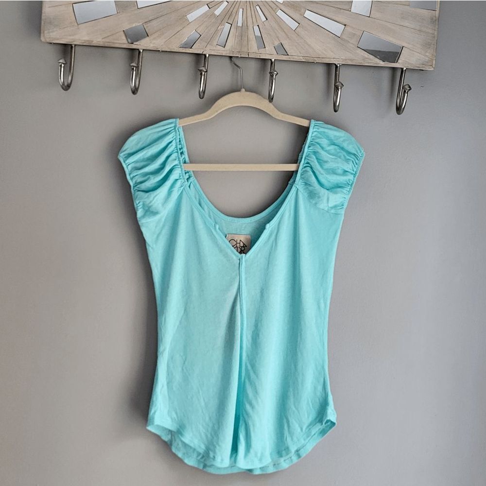 Chaser Gauze Jersey Cap Sleeve Top, Medium, Blue Lagoon